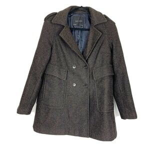 Zara Double Breasted Peacoat Coat Dark Gray Size S